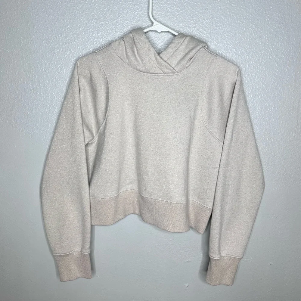 Lululemon Bone Gold Sparkle Cropped Pullover Hoodie